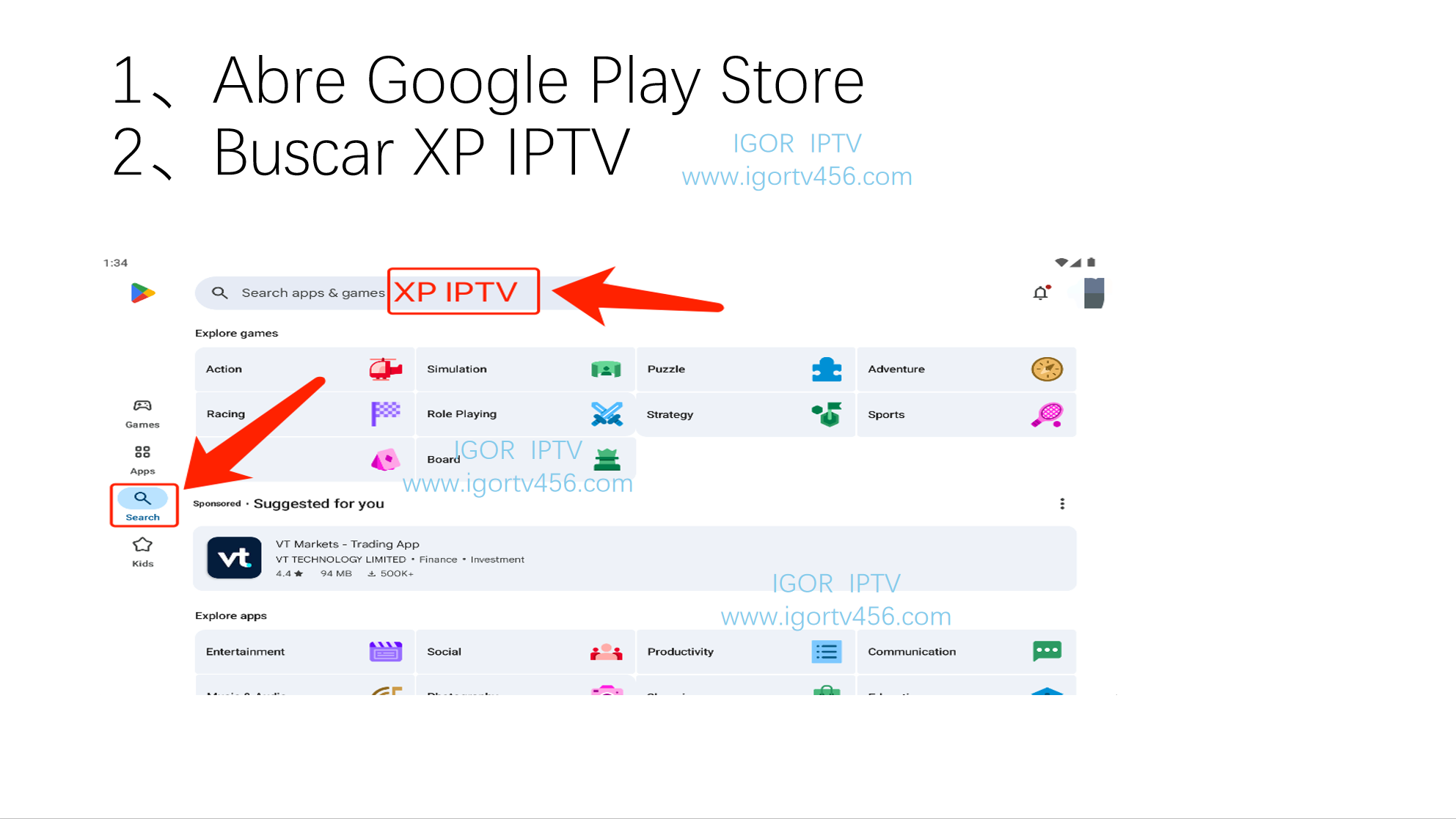 Buscar XP IPTV en Play Store