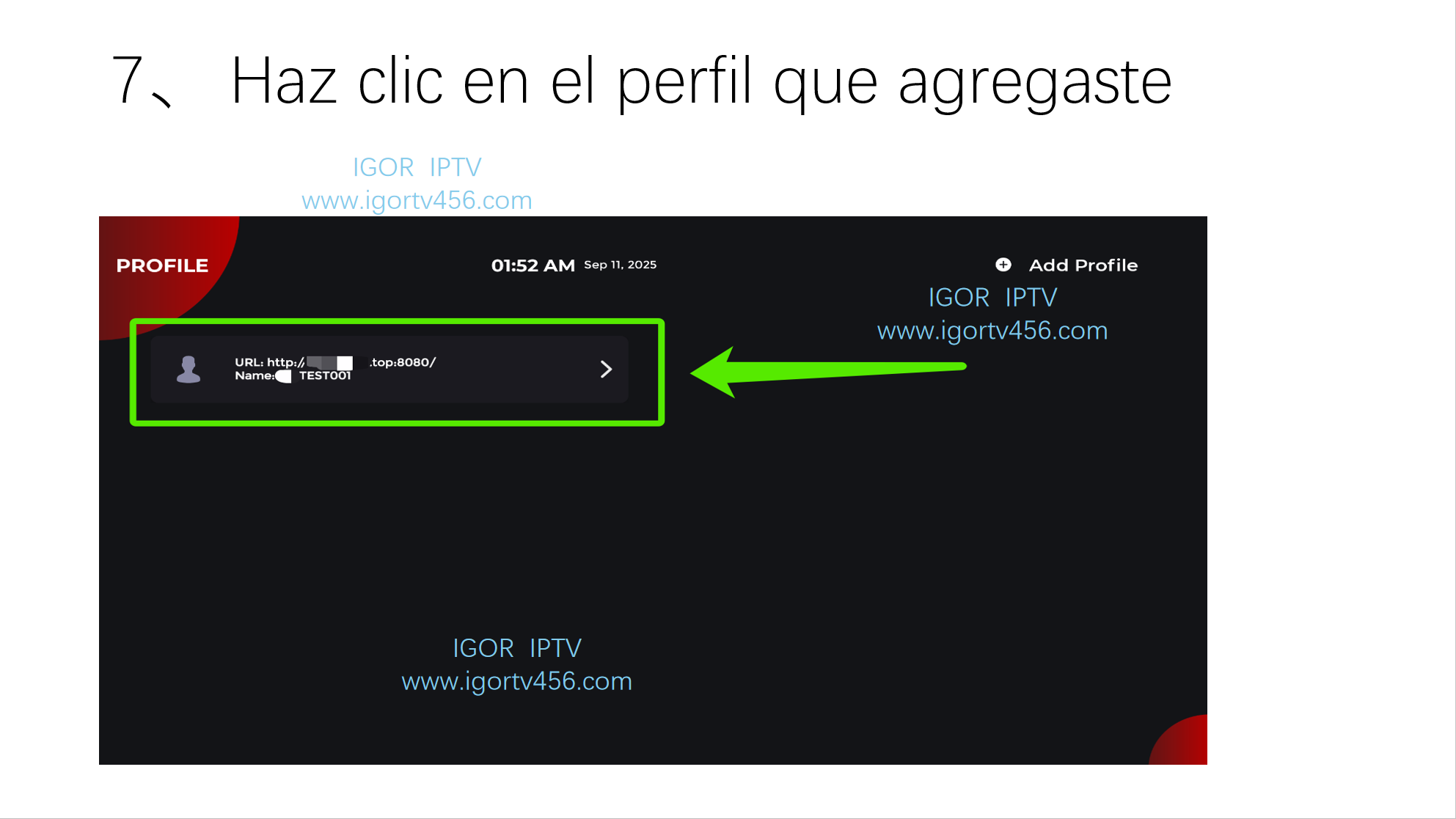 Seleccionar perfil agregado